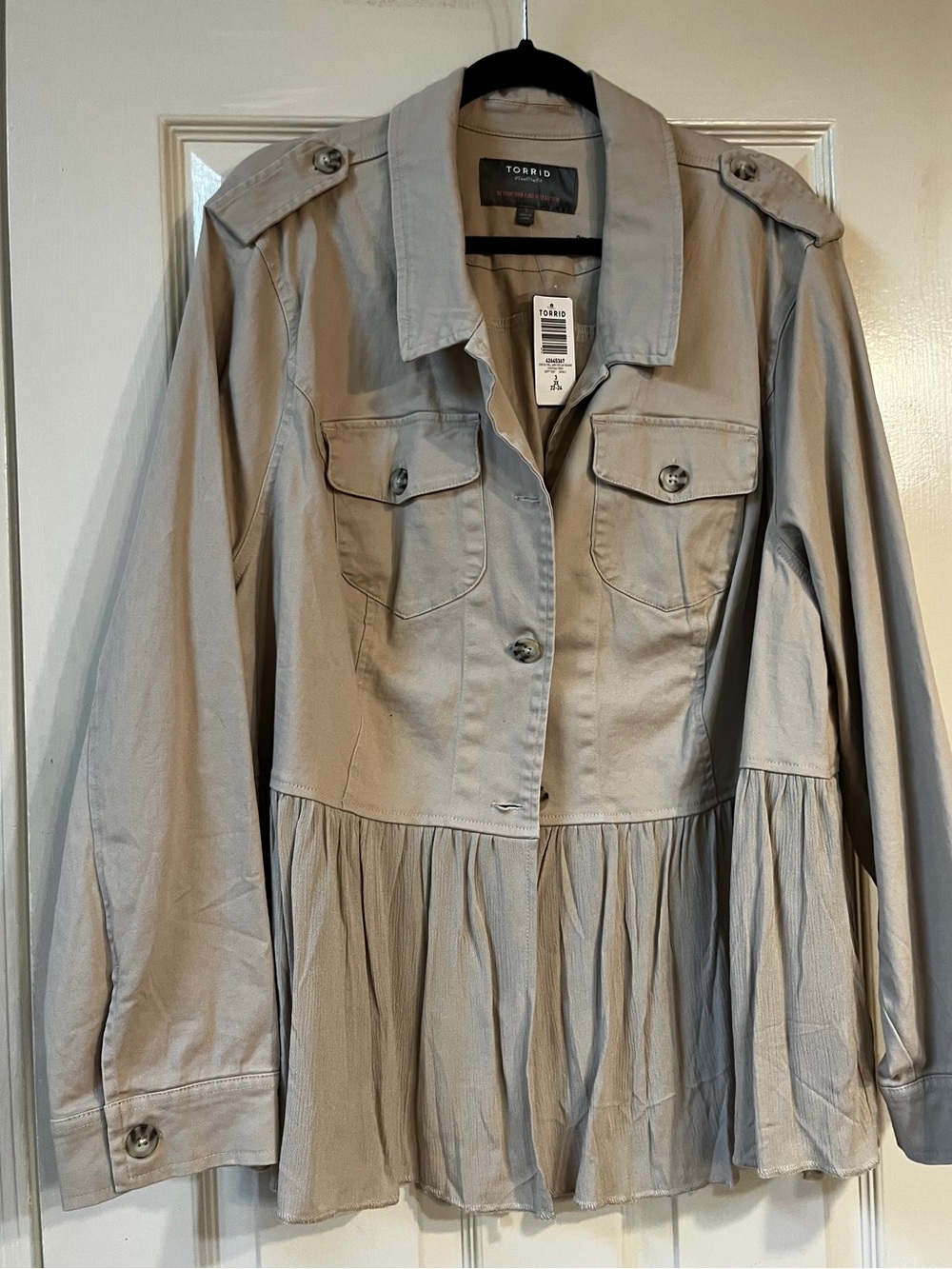 NWT torrid Beige Peplum Utility Jacket with Epaulets